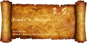 Kupás Ibolya névjegykártya